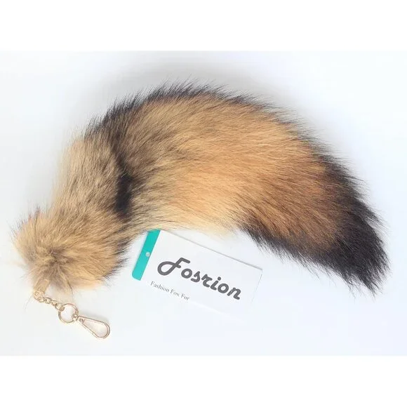 🆕Women Brown Fluffy Real Fox Tail Fur Keychain Pendant Cosplay Stylish Handbag - Picture 6 of 9
